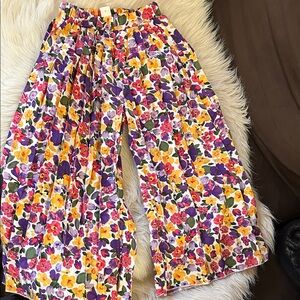 SHEIN Kids Floral Wide-Leg Pants - Purple and Yellow